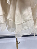 TWOTWINSTYLE Solid Spliced Appliques Loose Dresses For Women V Neck Long Sleeve High Waist Temperament Mini Dress Female Fashion