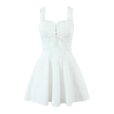 YENKYE New 2025 Women Blue Elegant Party Mini Dresses Sexy Sleeveless Low Waist A-line Summer Dress Lace Up Back Robe