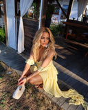 Ruffle Long Dress Women Summer Party Off Shoulder Dresses Ruched Cover Up Elegant Mini Vestidos Holiday Beach Robe