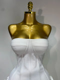 Women Sexy Strapless Backless Flower Embellished Mini Bandage Dress Bodycon Celebrity Party Cocktail Evening Party Club Dresses