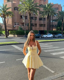 YENKYE New 2025 Women Blue Elegant Party Mini Dresses Sexy Sleeveless Low Waist A-line Summer Dress Lace Up Back Robe