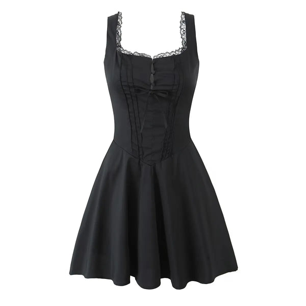 YENKYE New 2025 Women Blue Elegant Party Mini Dresses Sexy Sleeveless Low Waist A-line Summer Dress Lace Up Back Robe