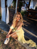 Ruffle Long Dress Women Summer Party Off Shoulder Dresses Ruched Cover Up Elegant Mini Vestidos Holiday Beach Robe