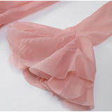Elegant Ruffles Single Breasted Ruffles Mini Dress Women Chic Flared Sleeve High Waist O-neck Vestidos 2025 Lady Party Gowns New